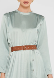 2143064- Pleated Seam Maxi Dress - Montania Shop