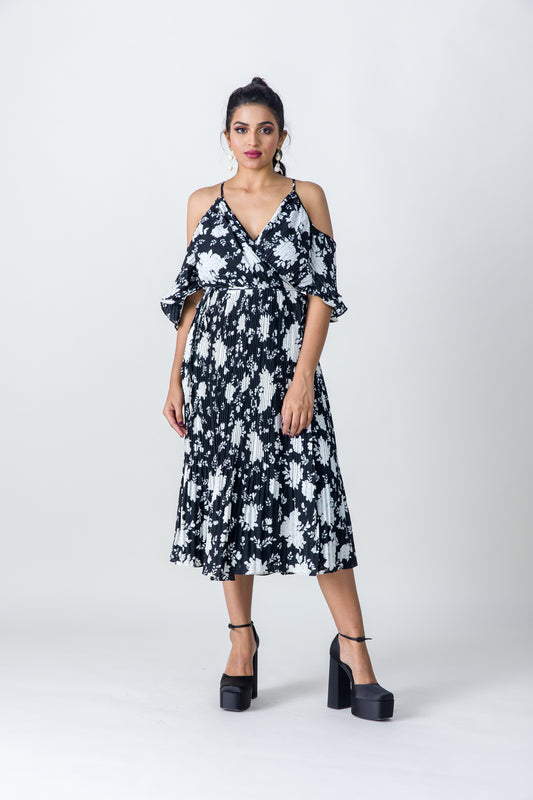 2206118- Open Shoulder Wrap Dress