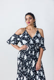 2206118- Open Shoulder Wrap Dress