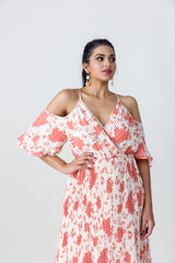 2206118- Open Shoulder Wrap Dress