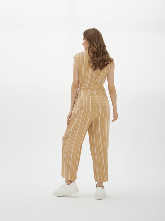 2227013- Vertical Striped Jumpsuit - Montania Shop