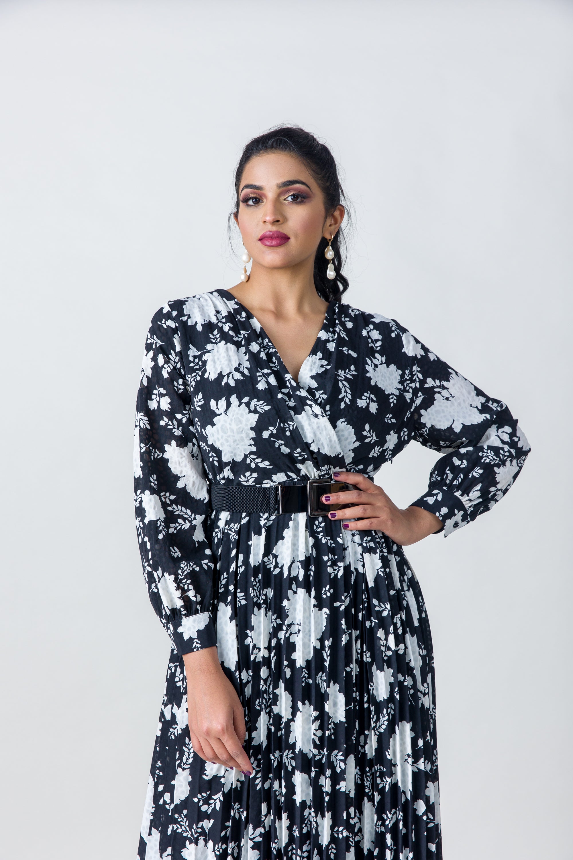 2243021- Long Sleeve Floral Maxi Dress