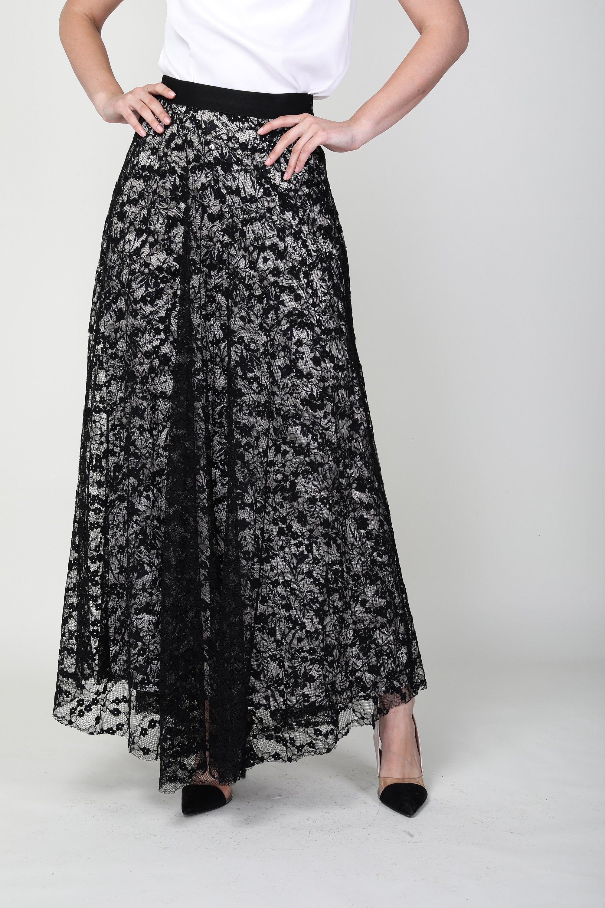 2301002- Floral Lace Skirt