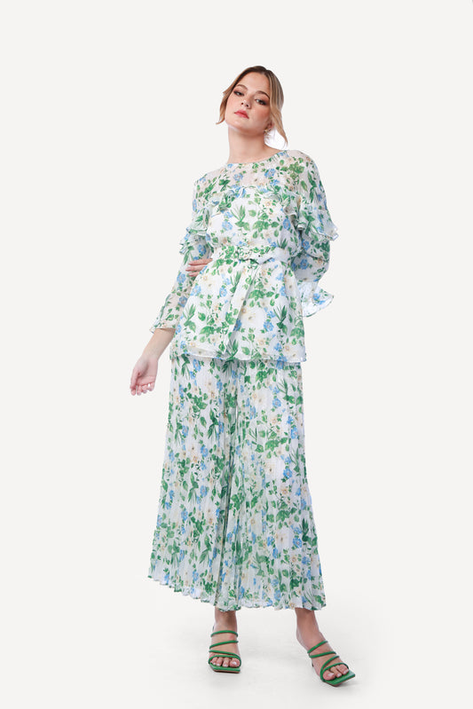 2304007- Floral Wide Leg Pants