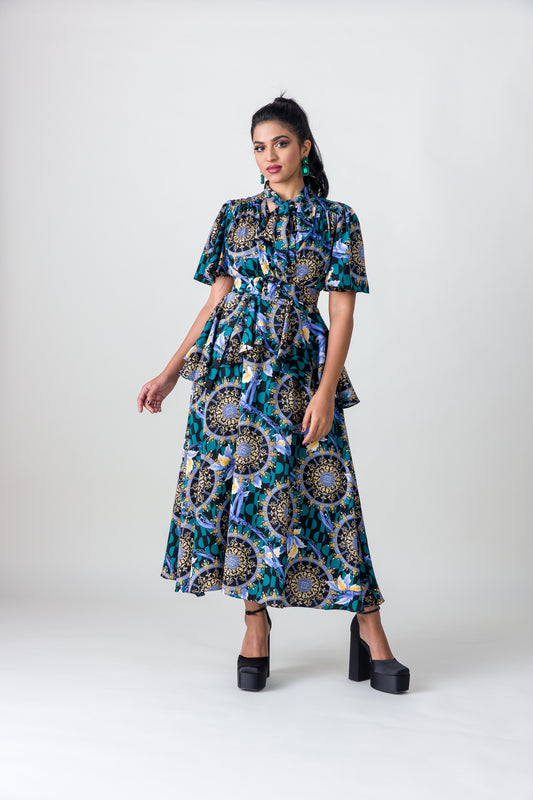 2306005- Layered Printed Dress