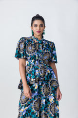 2306005- Layered Printed Dress