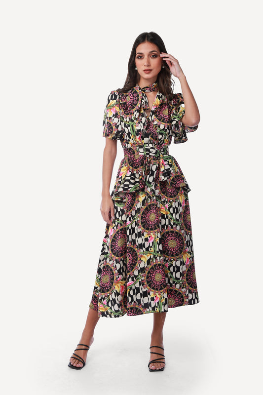 2306005- Layered Printed Dress