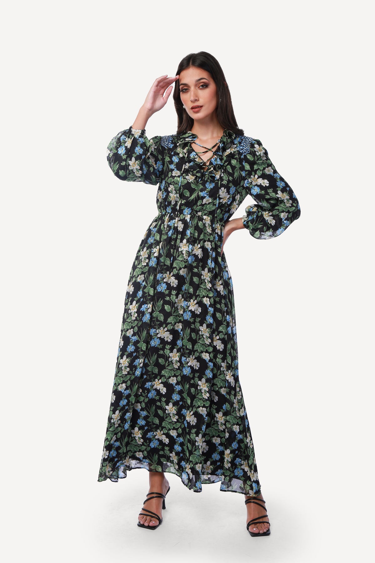 2343003- Floral Print Maxi Dress