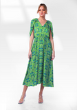 2306007- Cape Sleeve Printed Dress